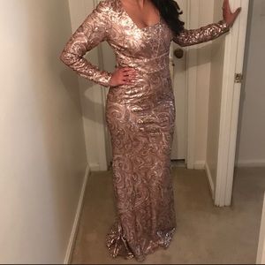 Badgley Mischka Blush sequin gown